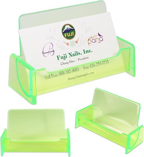 Beauticom® Soporte de plástico transparente para tarjetas de visita para encimera de escritorio (verde transparente, 3 piezas)