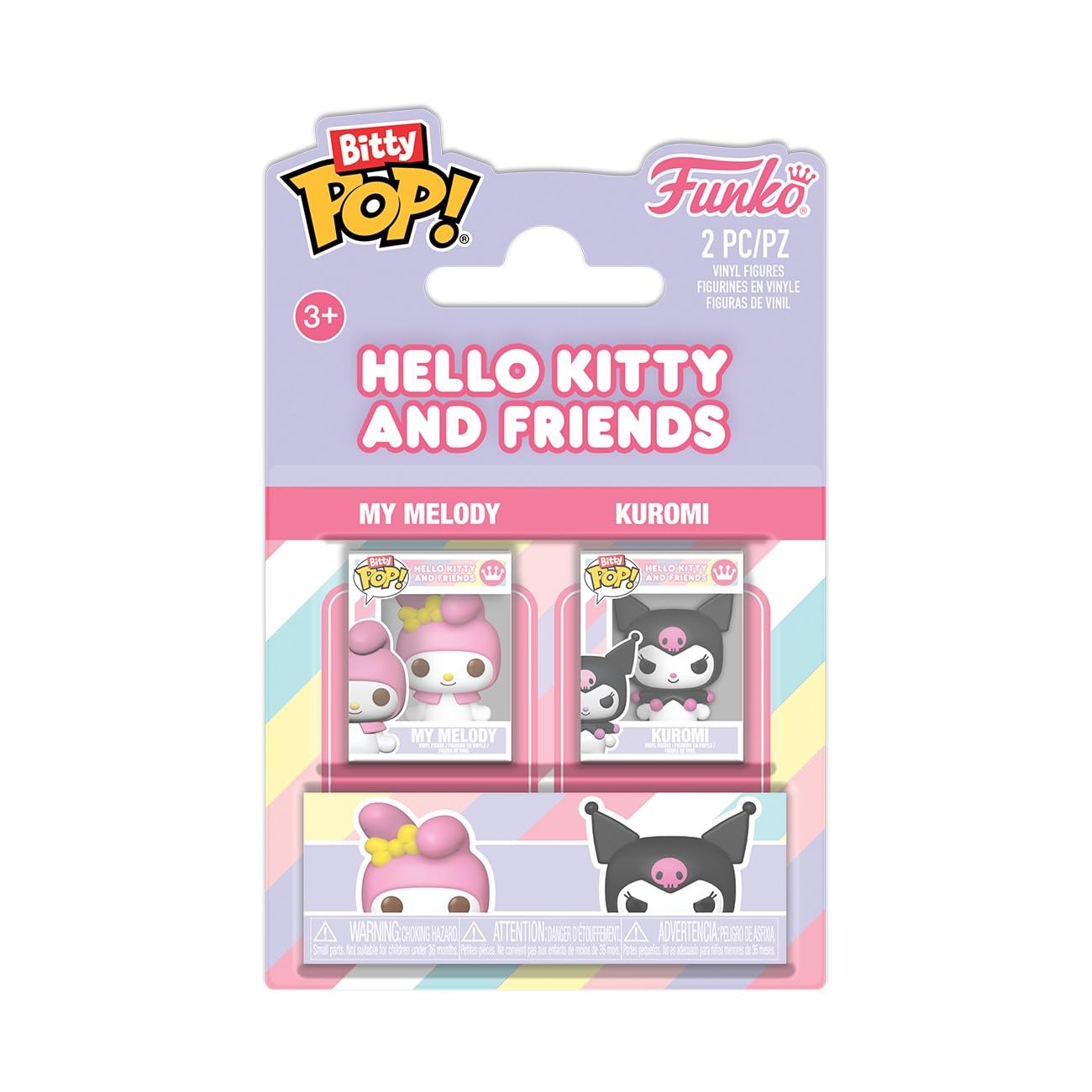 Funko Pop! Bitty 2 Pack Sanrio - My Melody & Kuromi - 2.2cm - Collectible - Gift Idea - Party Socks - Cake Decoration