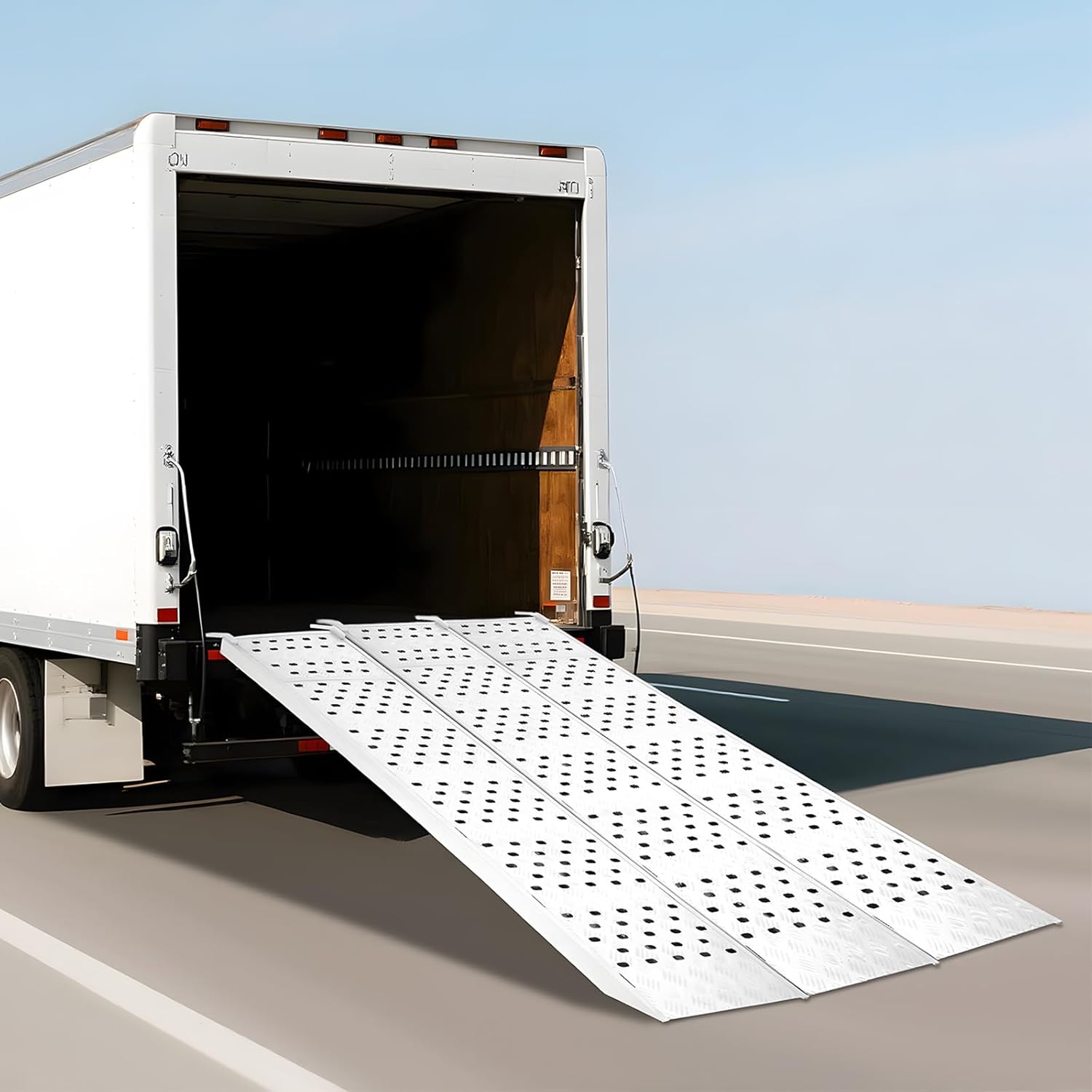 54"×77" Foldable Aluminum Trailer Ramps 1500LBS Capacity Heavy Duty Loading Ramps with Straps and Top Hook, Portable Truck Ramp for Motorcycles Dirt Bikes Trailers ATVs UTVs