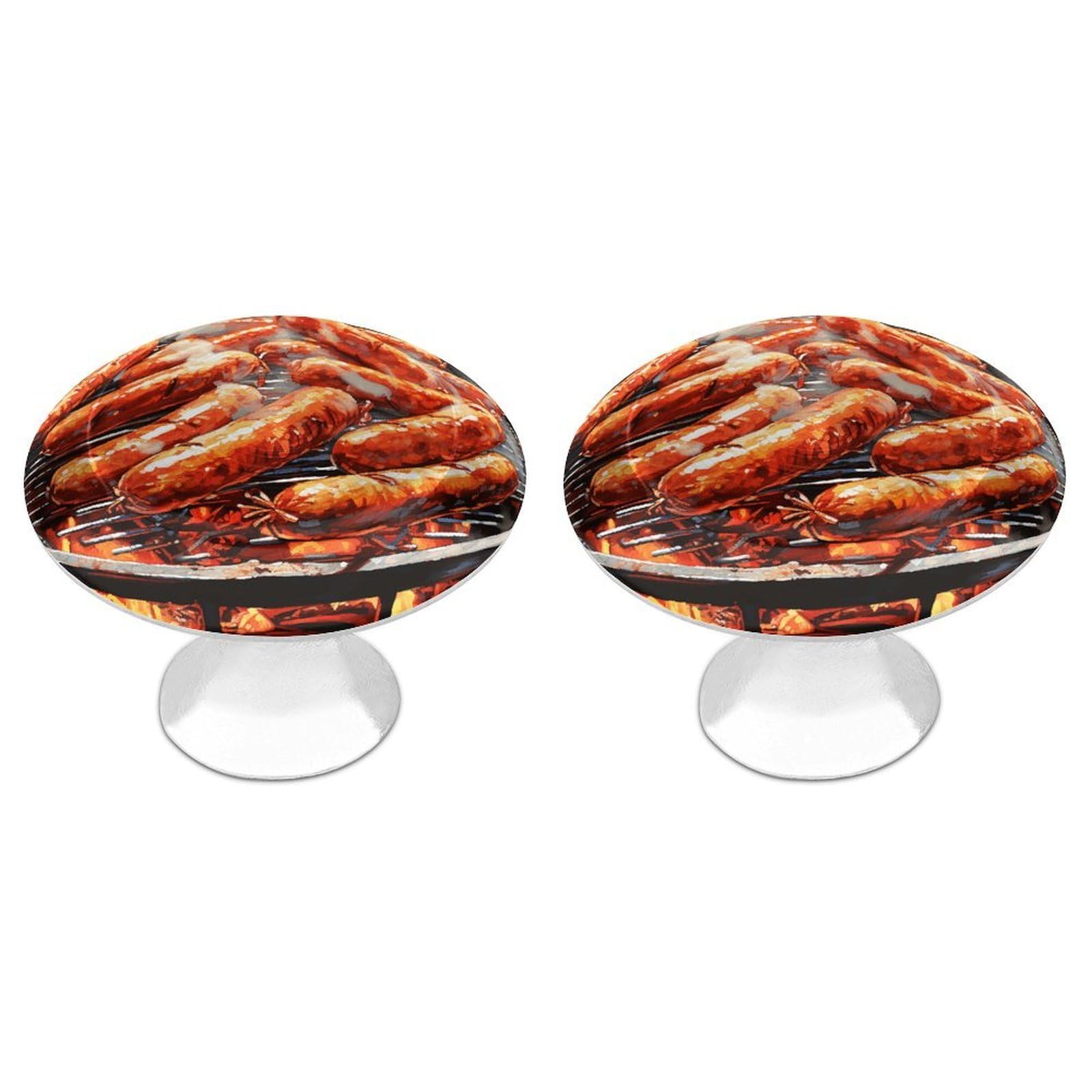 Fekiloot White Sausage On Fire Cabinet Knobs For Kitchen Ornament, Round Zinc Decorative Drawer Pulls For Cabinets Trendy, Dresser Drawers Pulls Bathroom Dresser Knob With Screw