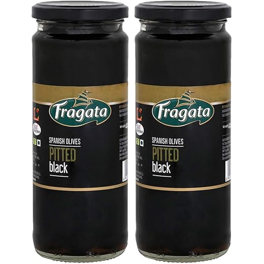 Fragata Pitted Black Spanish Olives 440g Combo Pack of 2 Rea
