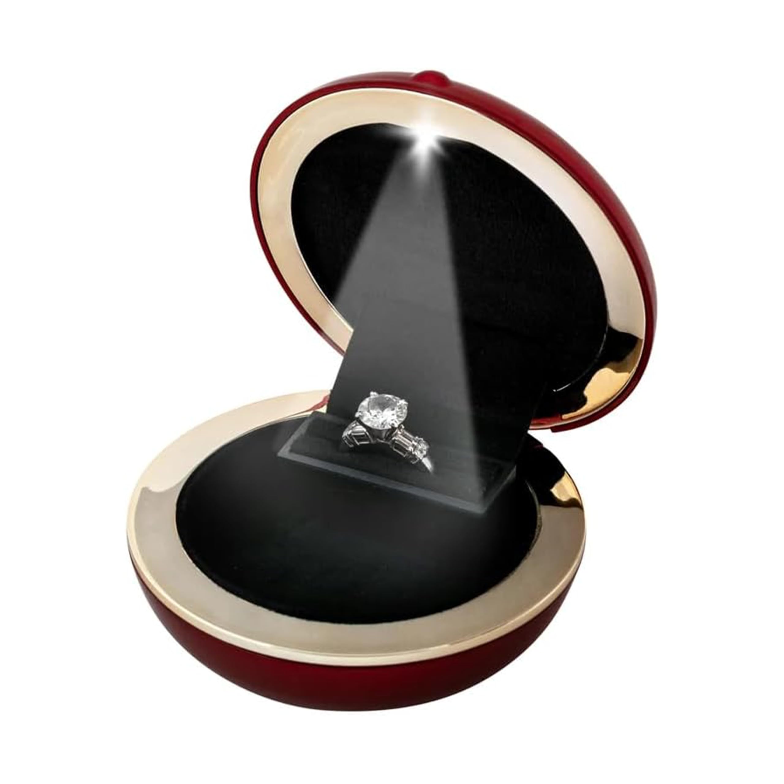 Boîte à bagues fine rouge cadeau de mariage avec éclairage LED intégré