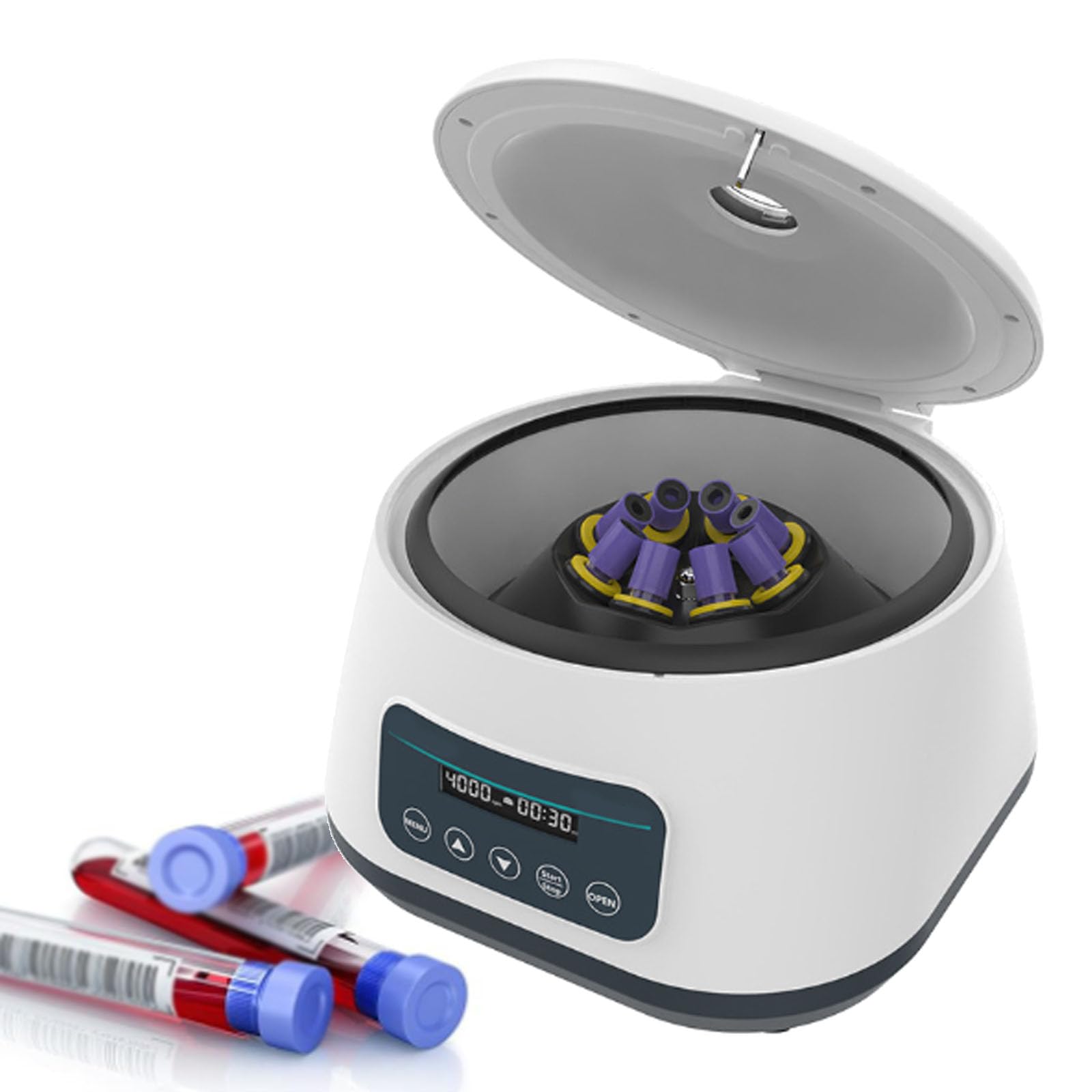 Centrífuga de Laboratorio, microcentrífuga científica Digital LCD con Temporizador Ajustable, de sobremesa, para Tubos de 8 × 10/5/2 ml y Tiras reactivas de PCR de 4 × 15 ml, LC-400