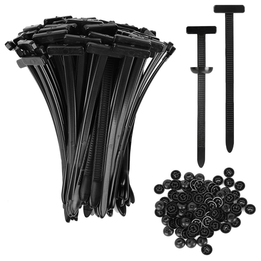 URAQT Fascette Plastica Universali, 100 pezzi Nylon Universal Cable Tie Buckle, Fascette plastica nere con design a perno e bottone, Fibbie Universalis in Nylon per Cavi per fissaggio auto, Parafanghi