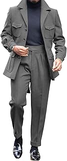 Sponsored Ad - Ebifin Men's 2 Piece Classic Fit Suit Notched Collar Single Breasted Jacket Blazer and Pleated Pants Set