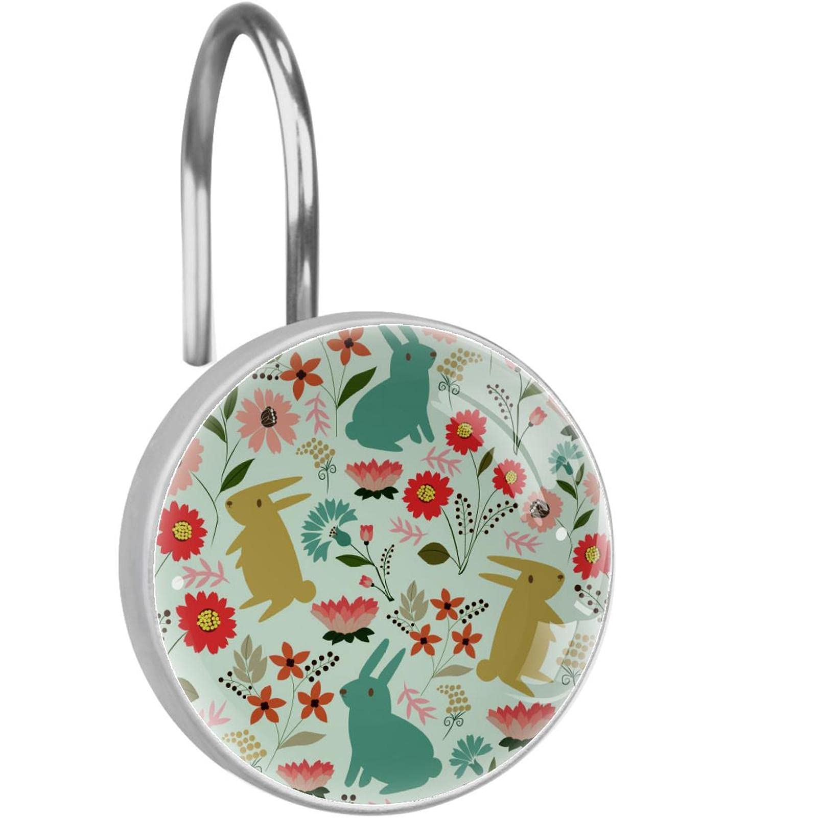 Crochets de rideau de douche lapin lot de 12 anneaux inox antirouille