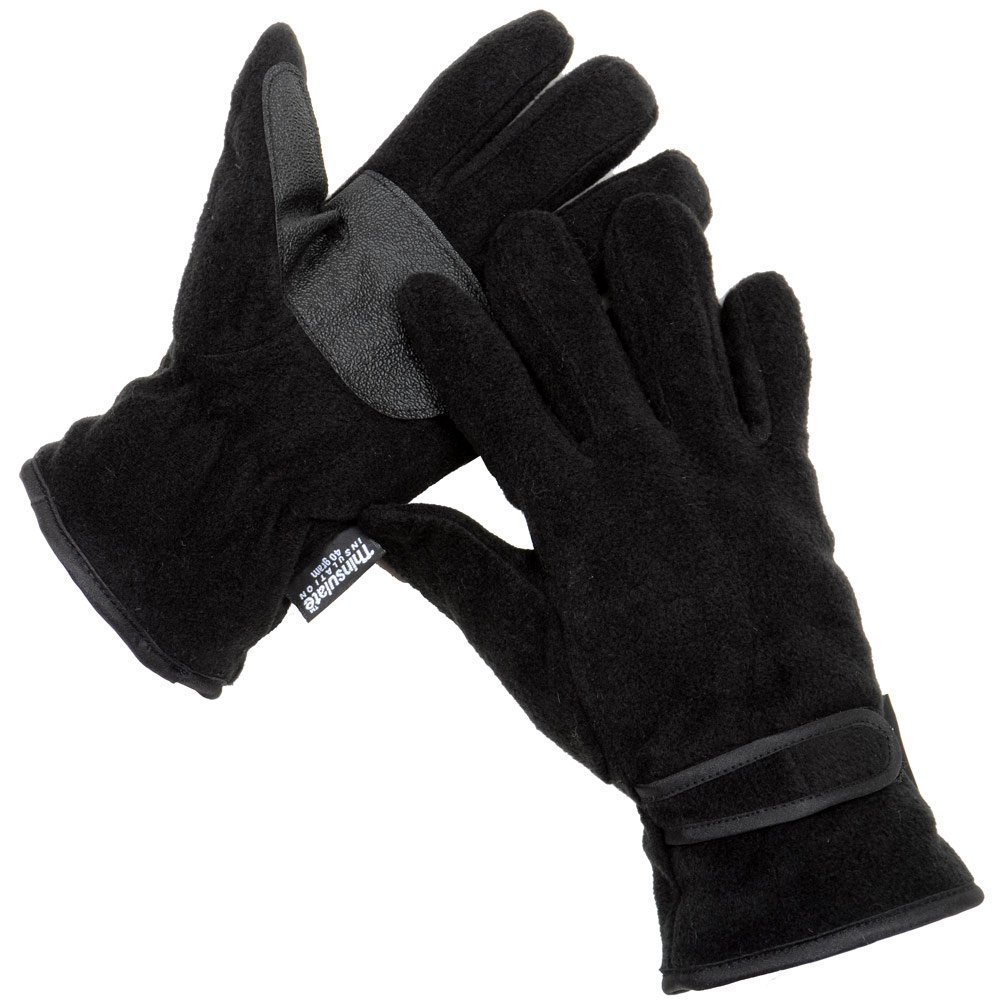 I-Smalls Men's Black Rjm Thermal Thinsulate Fleece Autumn Winter Gloves With Palm Grips Gl127 (Black) Lxl