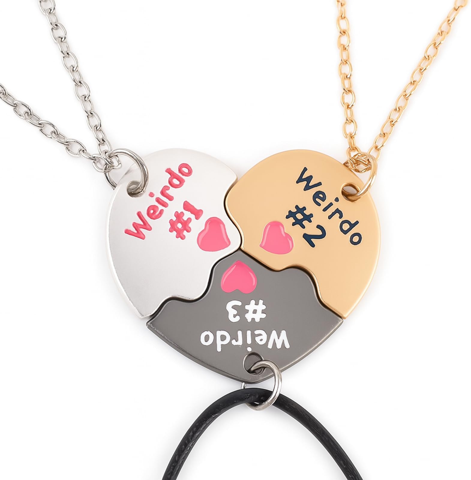 Bff Necklace For 3, Weirdo 1 Weirdo 2 Weirdo 3 Necklace Heart Bff Matching Necklace For 3 Best Friend Necklaces Sister Friendship Forever Jewelry Gifts