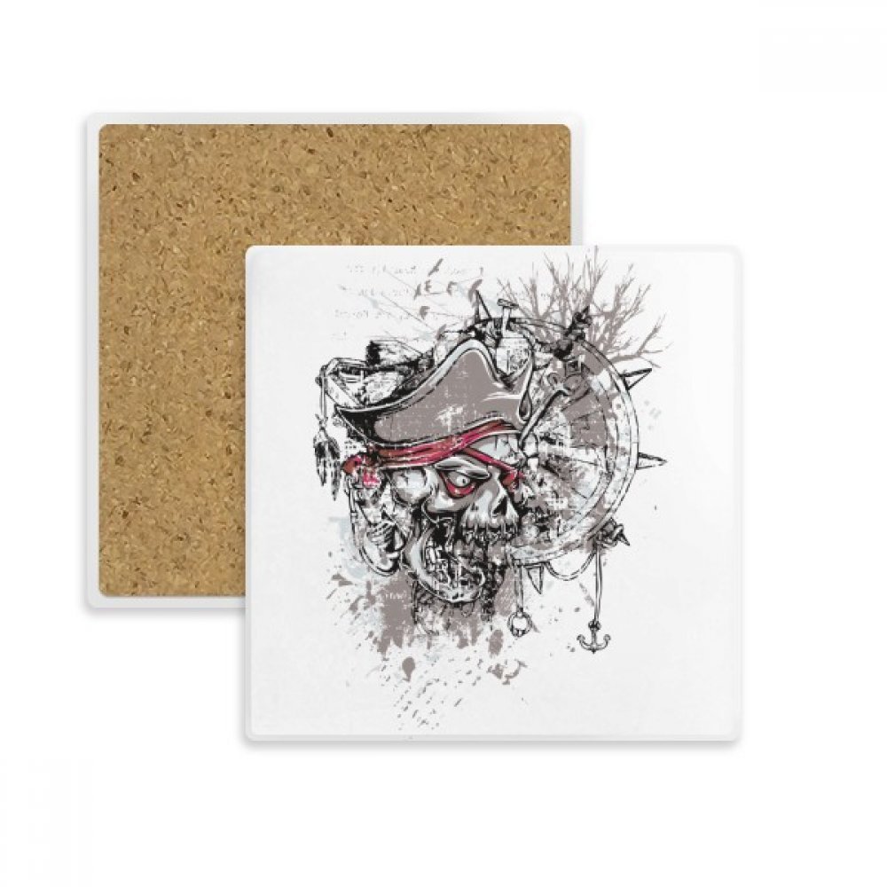 Coaster pirate absorbant dessous de verre pierre crâne multicolor