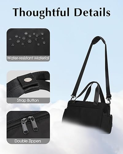 Miniatura 7 de Pequeña bolsa de gimnasio, mini bolsa de gimnasio para mujer con soporte para esterilla de yoga y compartimento húmedo, bonita bolsa de lona para