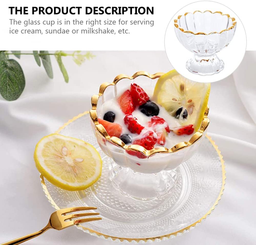 CLQ Cuencos de Postre para Helado Forma de Flor Vidrio Transparente Cristal degustación Tazas para Servir Postre Frutero-2pcs