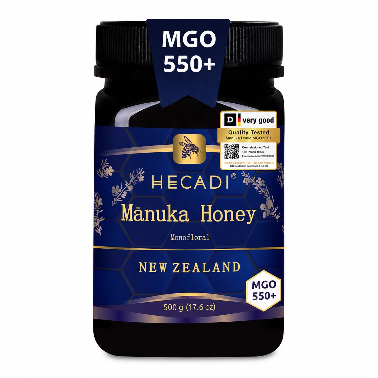 Manuka Honig 550+ MGO Hecadi® Original Manuka-Honig aus Neuseeland 500 g