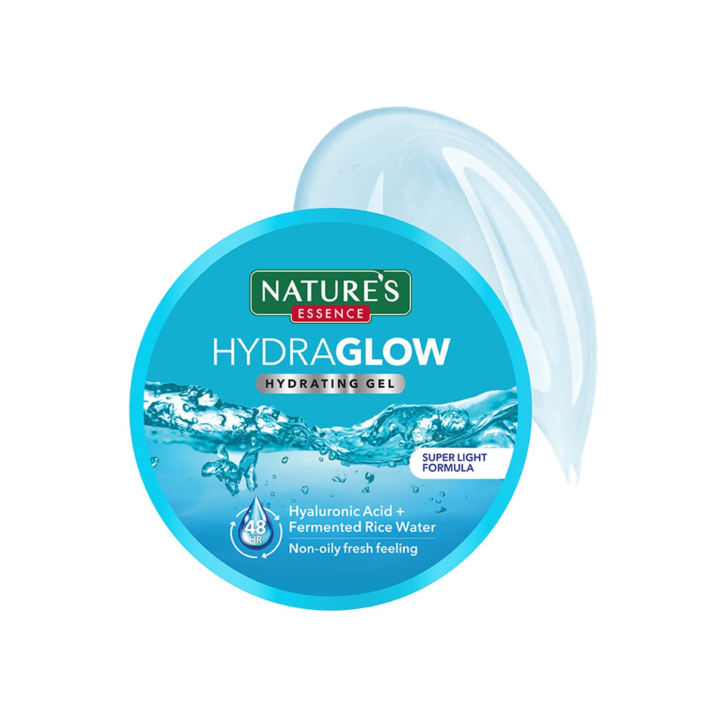 Hydra Glow Oil free Moisturizer for face, Glowing Skin, light formulation gel infused with Hyaluronic Acid & Fermented Rice Water, Non Sticky, Long Lasting Hydration upto 48Hrs, 100g