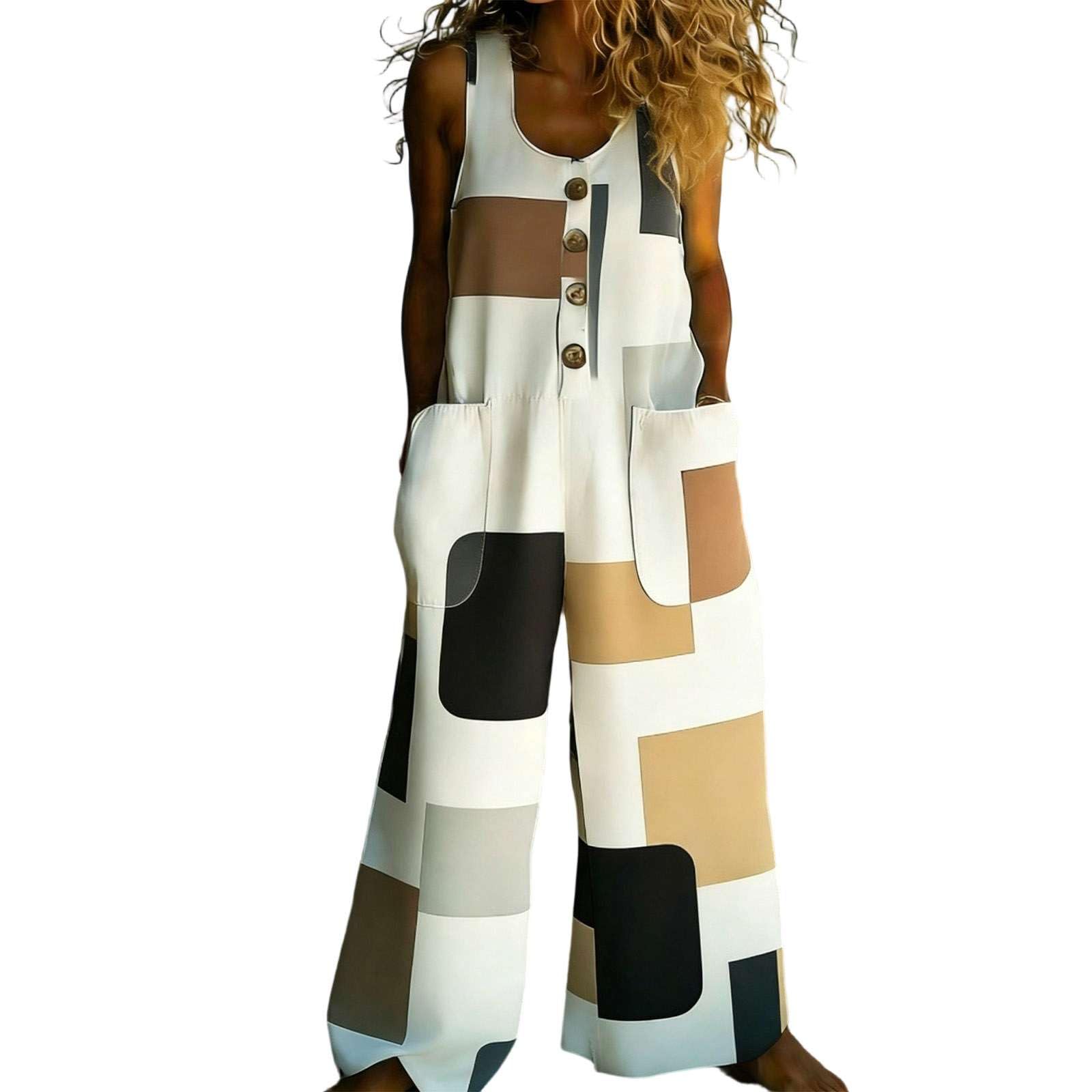 Peto Mujer Casual de Algodón y Lino Tallas Grandes Holgado con Tirantes Ajustables Overol Estilo Bohemio