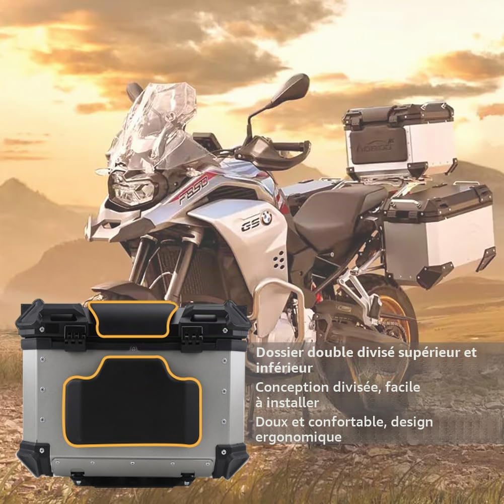 X-Silver Aluminium Scooter Top Case, Imperméable, 55L avec Serrure de Sécurité & Dossier, Base à dégagement Rapide pour Casque et Bagages