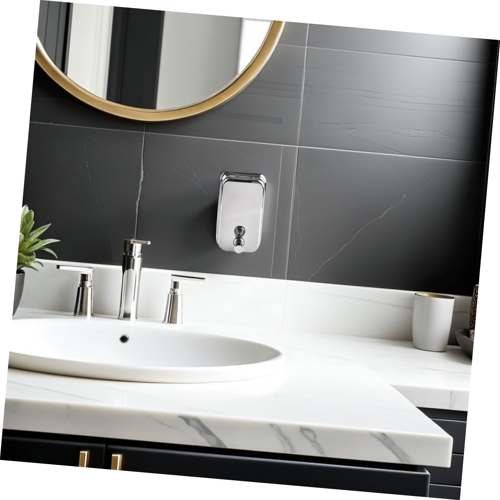 Dispenser di Sapone da Muro Bagno in Acciaio Inossidabile 500ml, Stile Elegante e Semplice, Erogazione Manuale a Pressione per Uso Pratico in Bagno