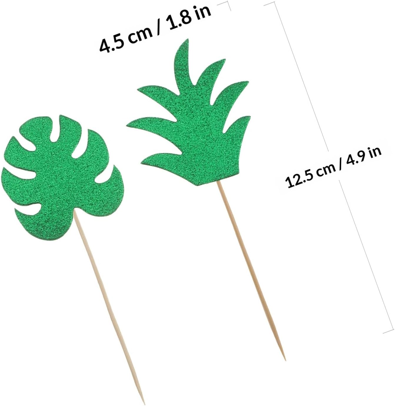 Party Cake Toppers Set 24 Pieces Reusable Decorative Cake Picks Monstera and Pineapple Leaf Designs, Non-edible Birthday Cupcake Ornaments for ’ Party Decorations