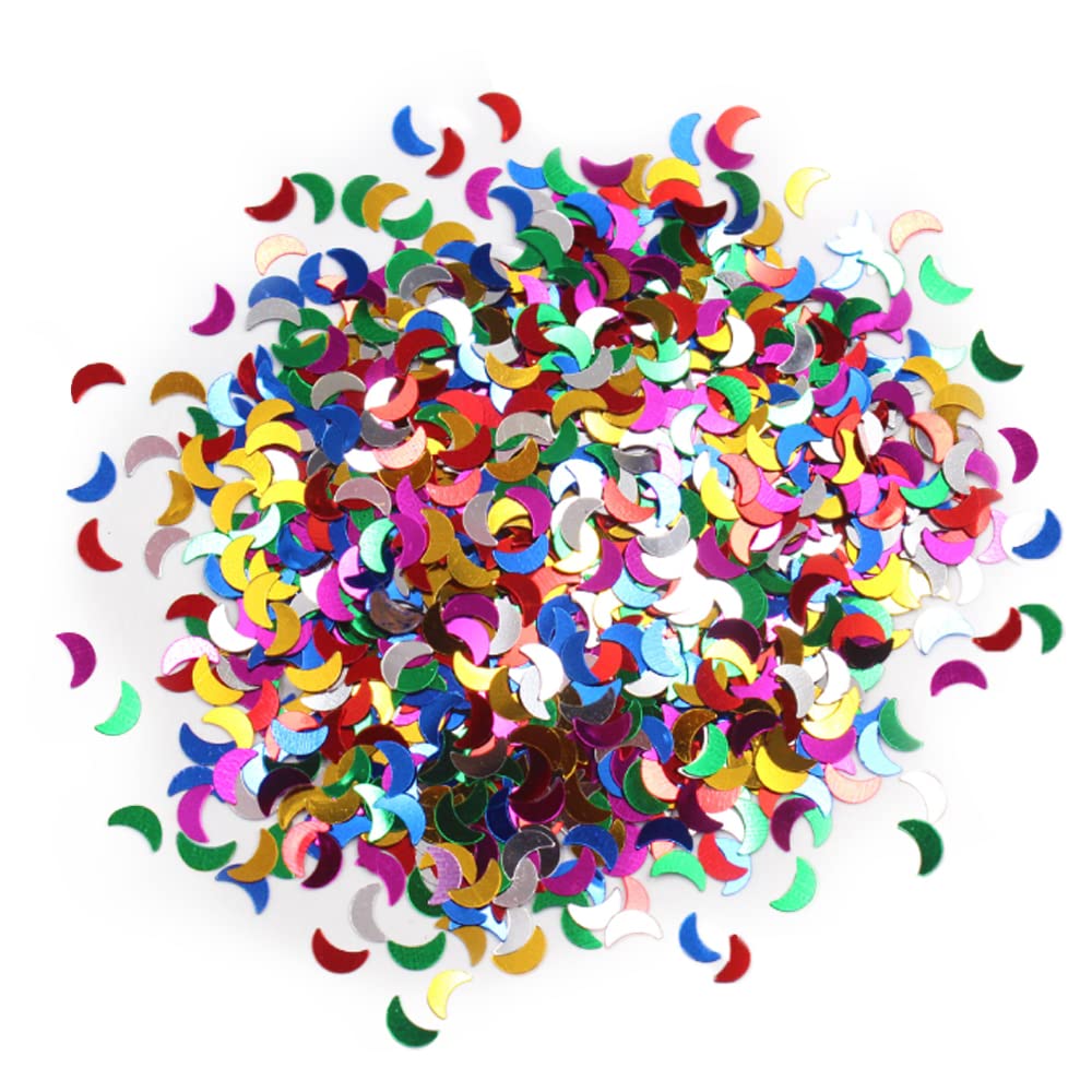 Maigendoo Table Confetti Moon Sequin Metallic Glitter Confetti Sparkle Foil Sequin Table Decor Ideal for Balloon Table Art Craft Wedding Festival Party Supplies DIY Decoration 30G/1OZ, Mixed Color