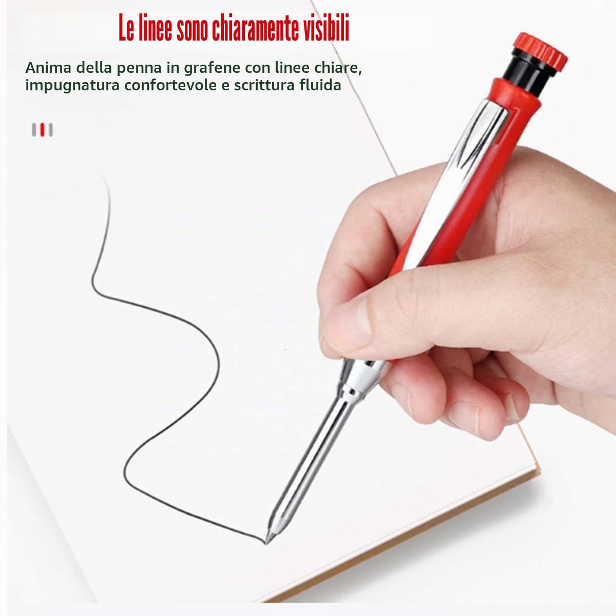 MROOFUL 200 mine di ricambio per matite da carpentiere, blu, rosso, verde, giallo, nero, grande capacità 2,8 mm, punta lunga, foro profondo per matita meccanica
