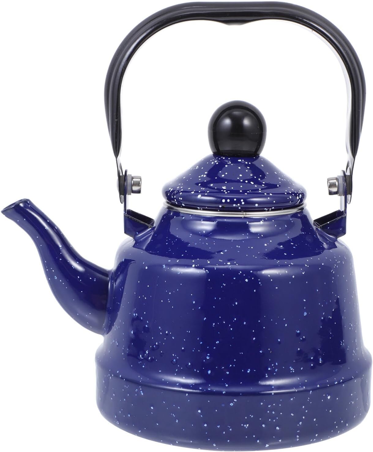 Enameled Water Kettle with Mottling Pattern 7.87 Inch Ceramic Tea Pot for Loose Leaf Tea Stylish Speckled Enamel Teapot for Kitchen and Heating Water