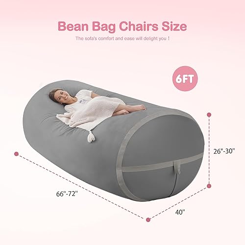 Miniatura 266 de HABUTWAY Puf gigante de 2 pies para adultos, con relleno de espuma viscoelástica, puf grande con funda de terciopelo holandés extraíble para sala de