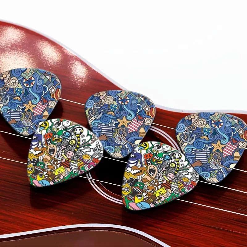 Malowane 20/50/100 szt. celuloidowe niebieskie kostki gitarowe akustyczne elektryczne do basu klasyczne ukulele gitarowe plektrony