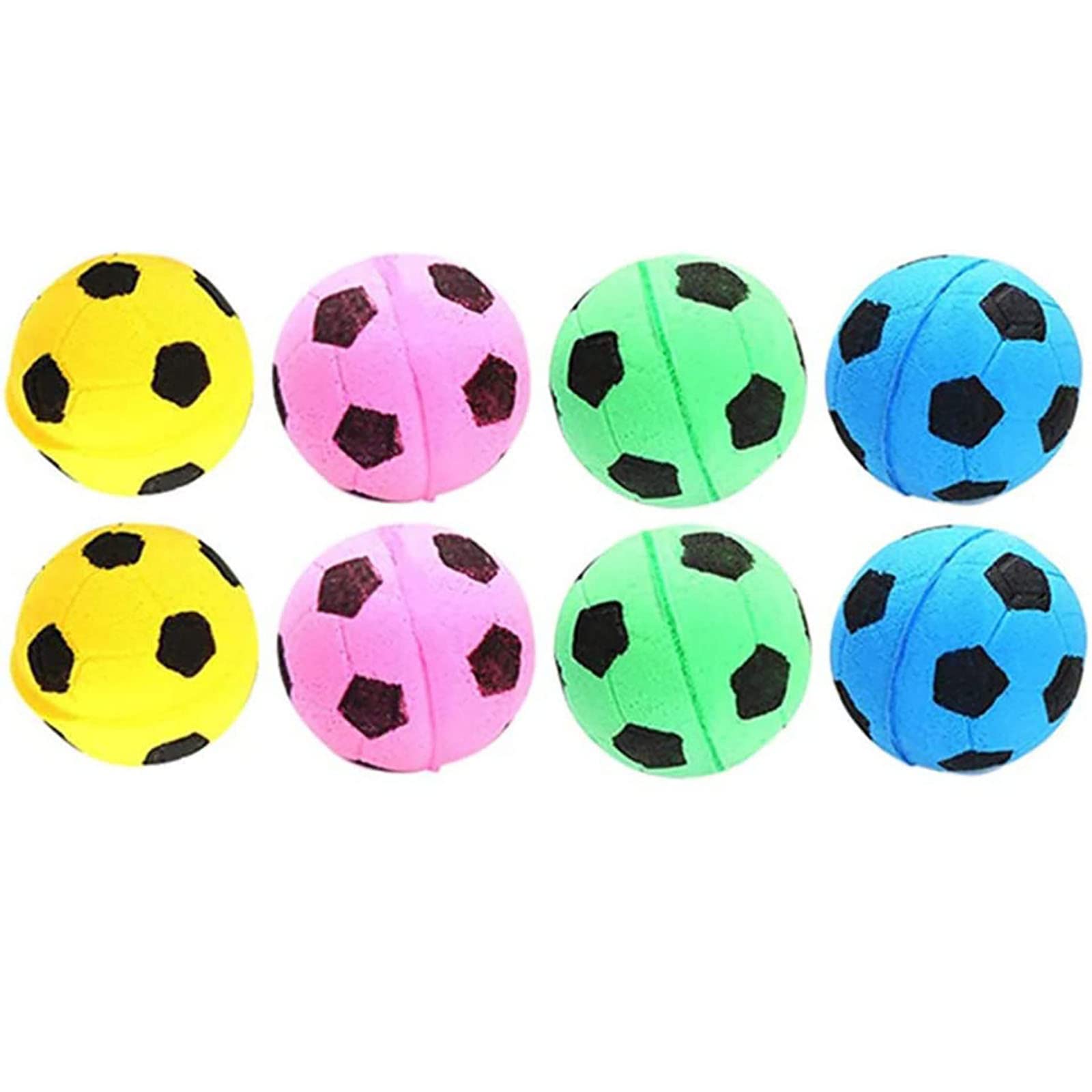 Pack of 8 Sponge Ball Cat Toys Bright Colour Foam Football Toy Balls Noiseless Spring Interactive Pet Ball Toy Exercise Toy Kitten Activity Hunting Play Chewing