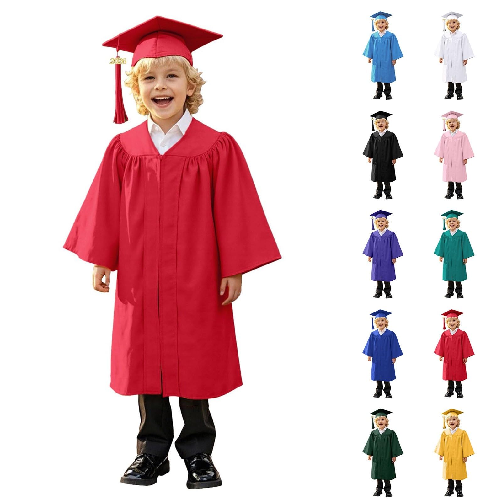Kids Graduation Bachelor Gown Set and Cap Unisex Kindergarten Preschool Graduation Outfit for Boys and Girls Fancy Dress Stage Performance School Ceremonies Costume