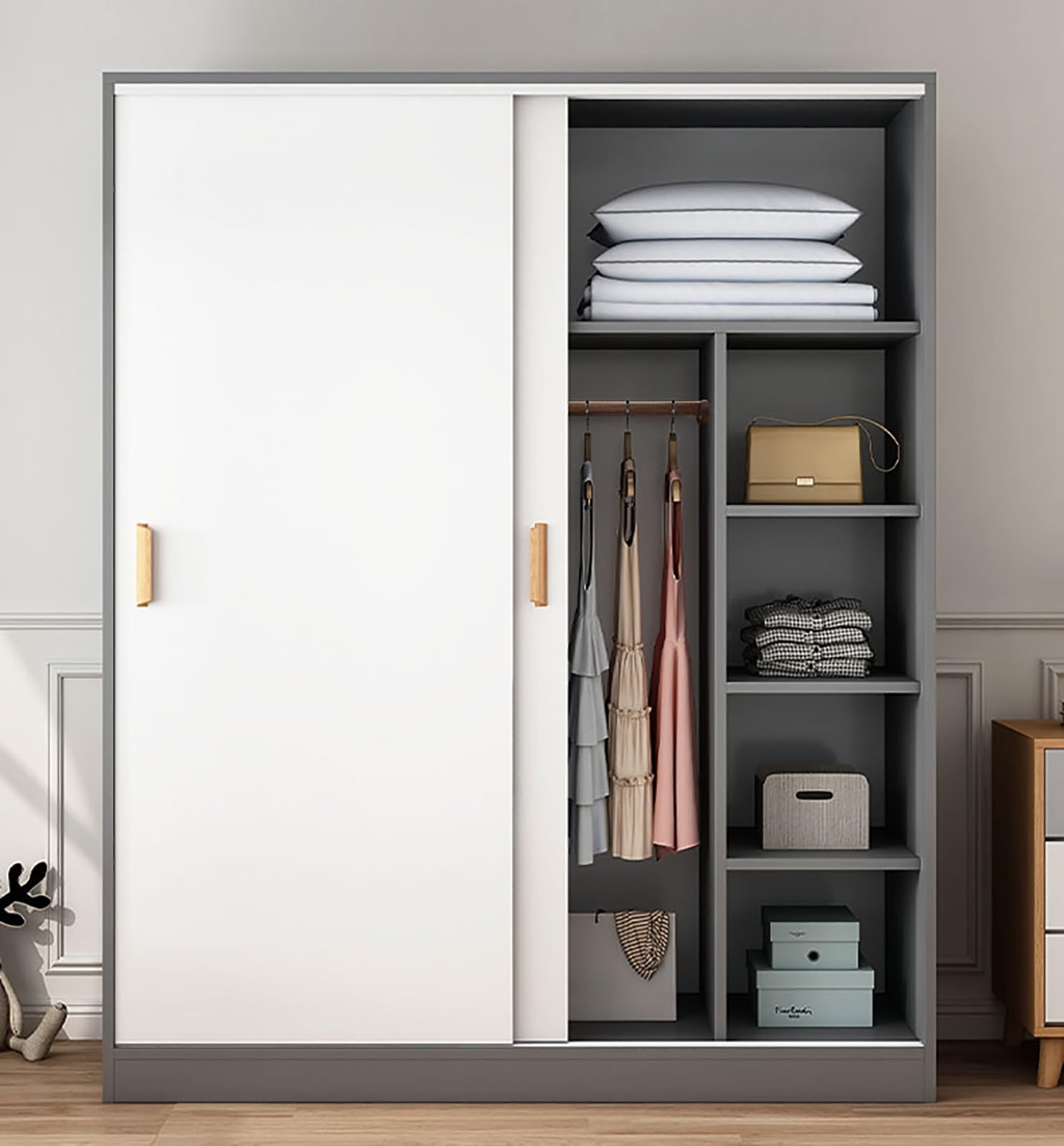YXXSDP Tubo Asta Barra Appendiabiti Asta Appendiabiti, Appendiabiti per Lavanderia, Robusto e Durevole Appendiabiti in Legno massello lucidato, Facile da installare, salvaspazio(White,50cm/20in)