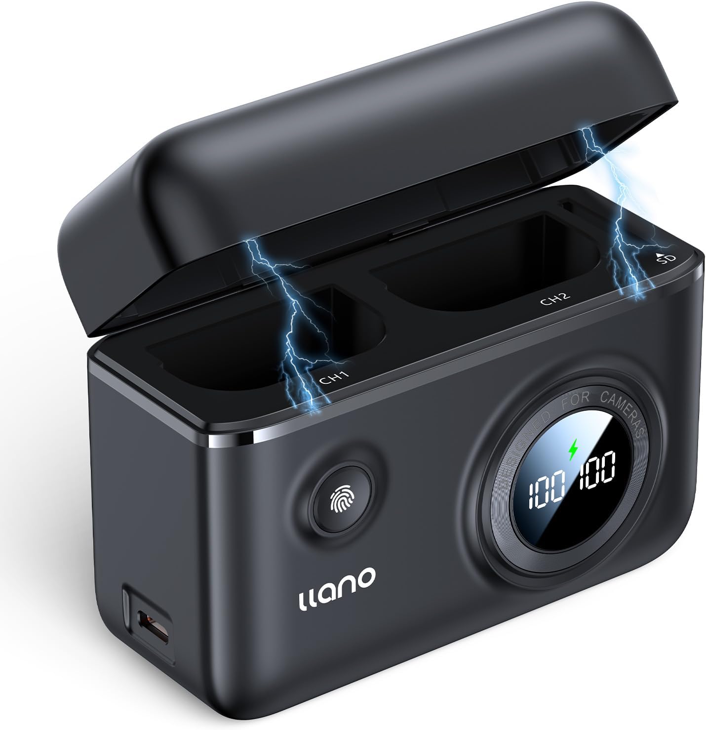 llano LP-E6NH LP-E6P Camera Battery 18W Fast Dual USB C Charger, Compatible with Canon EOS R5, R6 Mark II, R6 Mark III,5D 6D 7D Mark II III IV, 60D, 70D, 80D, Smart Display, Magnetic Snap Cover