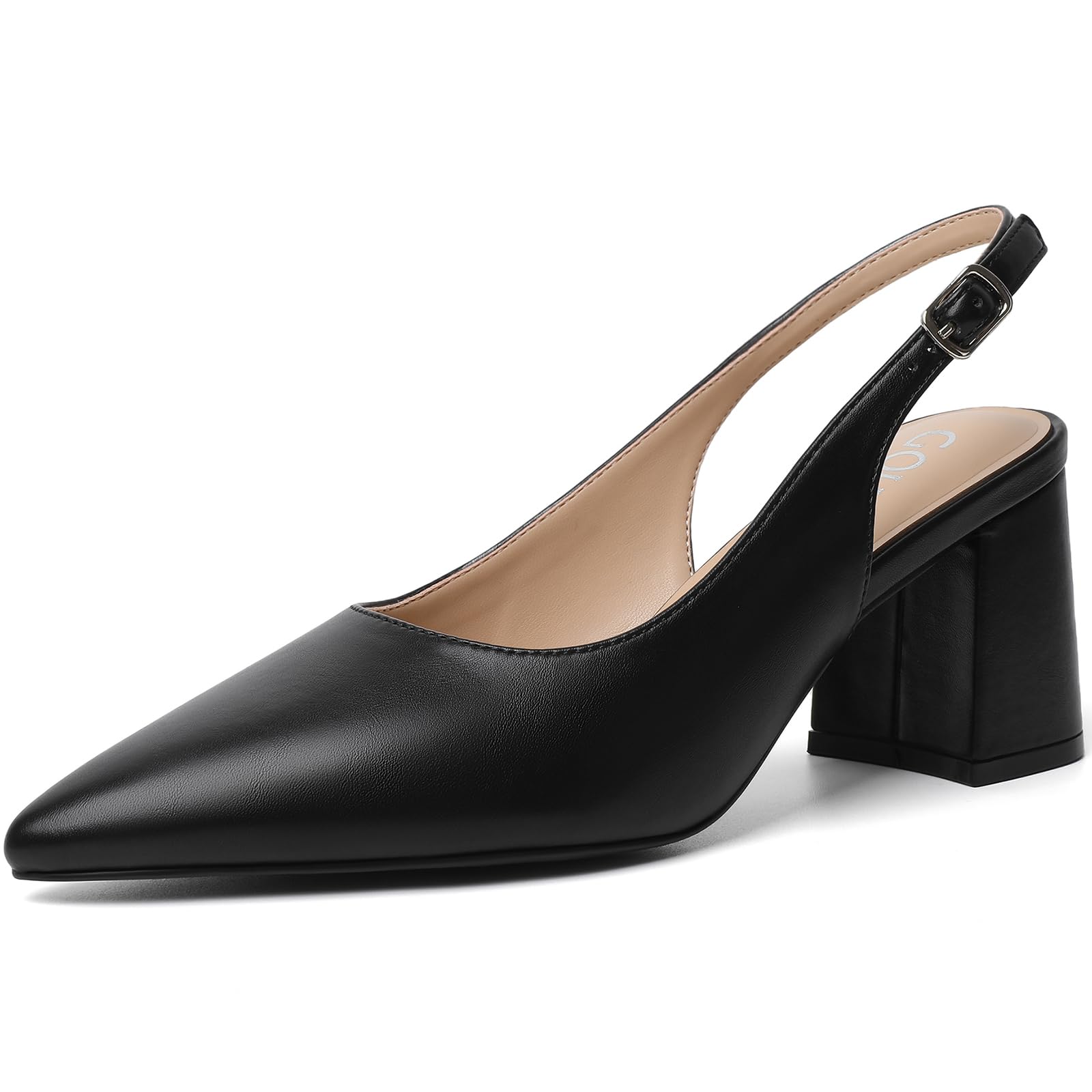 Photo 1 of ** SIZE 38 *** Mostrin Black Block Slingback Heels for Women Pointed Closed Toe Chunky Heels Office Work Shoes Women's Pumps for Business Casual