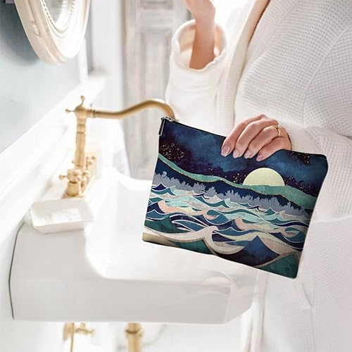 Miniatura 2 de Bolso Pequeño de Maquillaje para Bolso, Lindo Bolso de Cosméticos de Lona Impermeable para Mujeres, Bolso Organizador de Viaje con Cremallera para