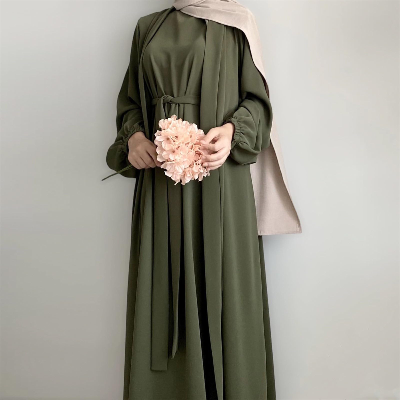 Generisch Kaftan Abaya Jilbab damska arabska, elegancka, jednoczęściowa, długa, odświętna sukienka dla kobiet, hidżab, kaftan, na plażę, bawełna, tradycyjna odzież arabska