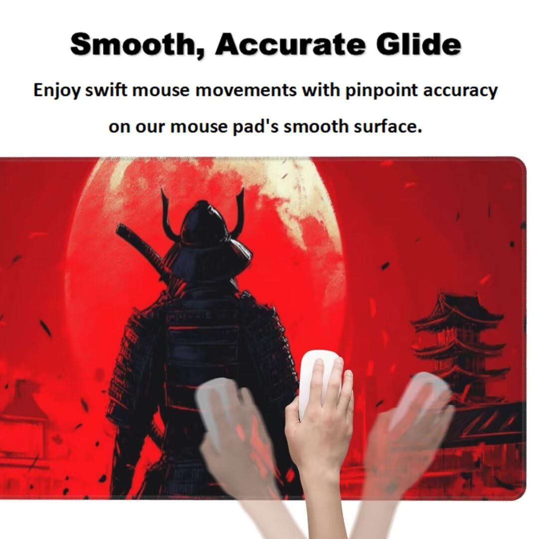 Rot Mauspad 1600 x 800mm, Mousepad XXL Schreibtischunterlage Japanischer Mouse Pad, Wasserdicht und Rutschfest Gaming Mauspad, Verbessert Präzision, Gaming-Mauspads für Pc und Gaming Zubehör qw249