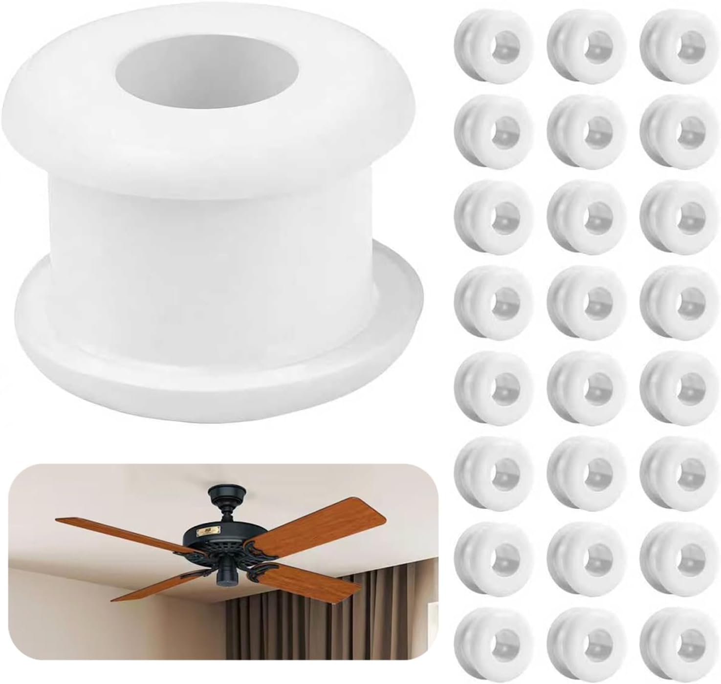 25 Pcs Antique/Vintage/Discontinued Rubber Grommets Fit for Hunter Ceiling Fans, Ceiling Fan Blade Replacement Rubber Grommets, Ceiling Fan Washers/Bushings fits Hunter Fan Blade Grommets Spare Kit