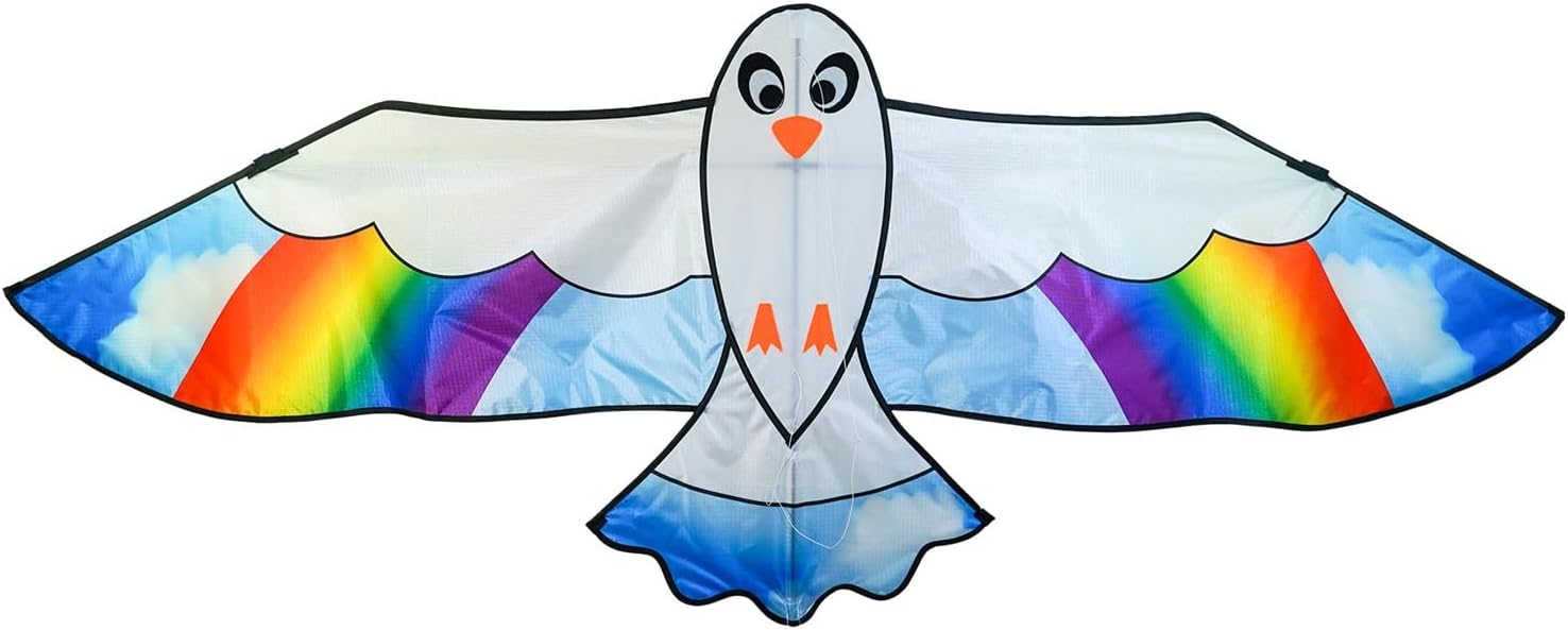 In the Breeze 3378 — 70-inch Blue Seabird Kite — Colorful, Easy-Flying, Single-Line Bird Kite; Kite Line Included…