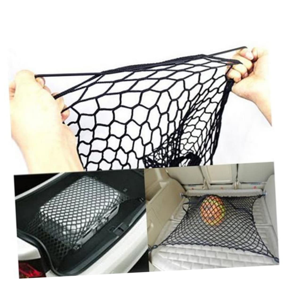 Mikinona Rete Portaoggetti Elastica per Bagagliaio Auto Rete Portaoggetti per Bagagliaio con Ganci Adatta per Auto Furgone o Suv Materiale di Resistente e Facile da Usare