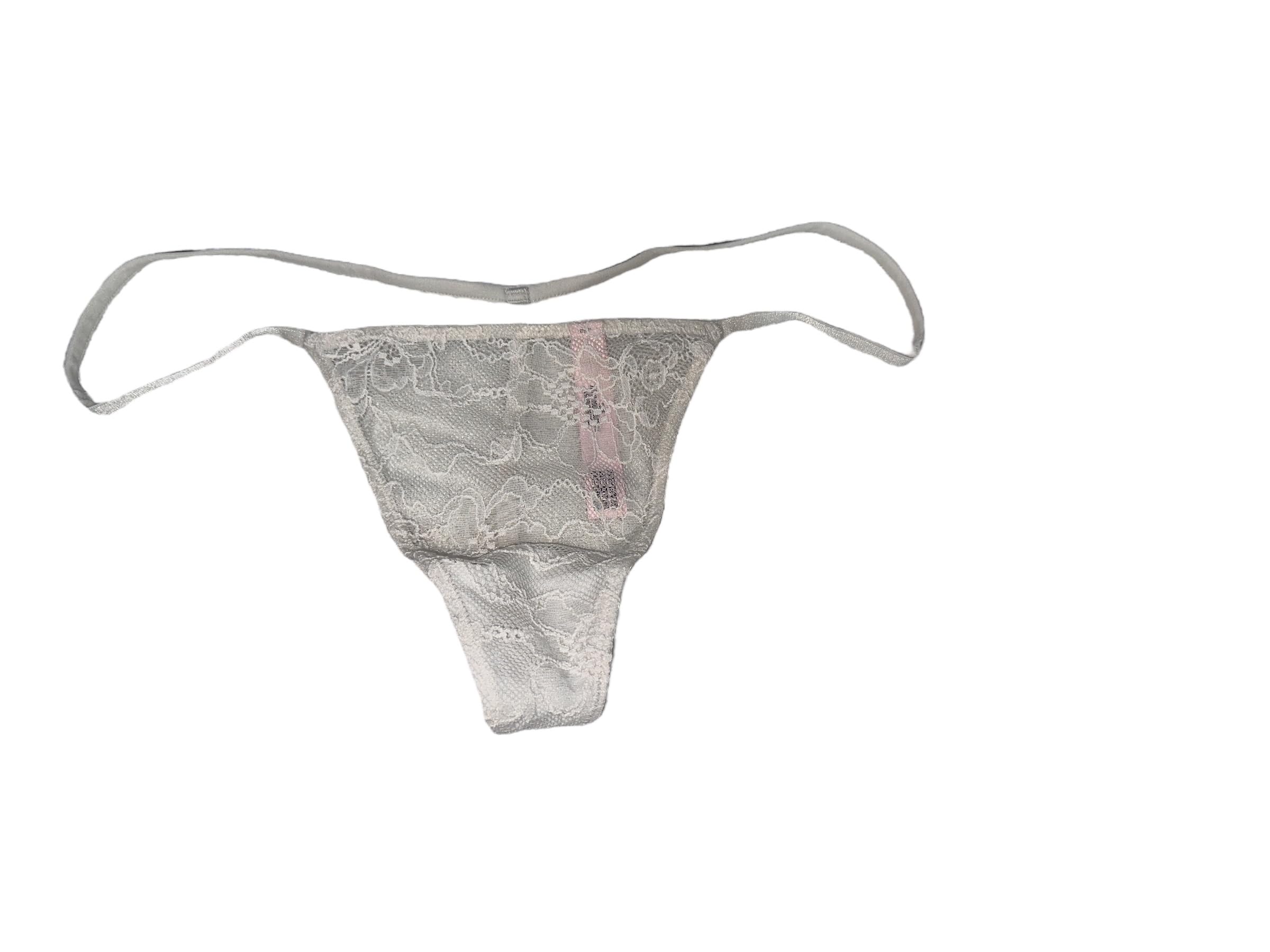 Victoria's SecretT-Back Shine Strap Rhinestone Lace V-String Panty Color Off White Size Medium New