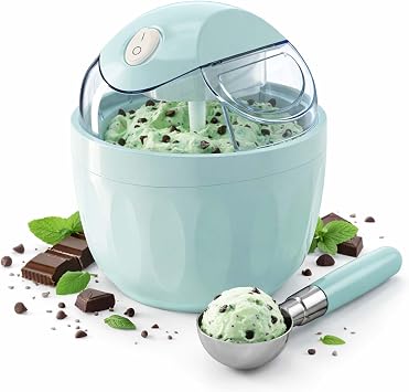 Small Home Mini Ice Cream Maker, 17oz Electric Gelato & Sorbet Machine Makes Serves 3 to 4, Just 15 Minutes,One-Touch Control,DIY Mini Ice Cream Maker with Pre-Freezer Bowl,Easy to Clean & Use Cyan
