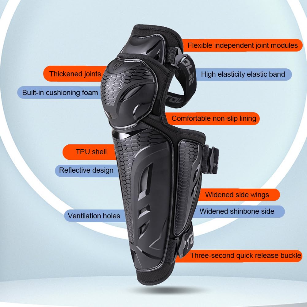 Rodilleras de Moto, Rodilleras/Coderas Protección Motocross Ajustables Resistente al Viento y a Las Caídas Protección de Rodilla con Espuma Amortiguadora Knee Pads