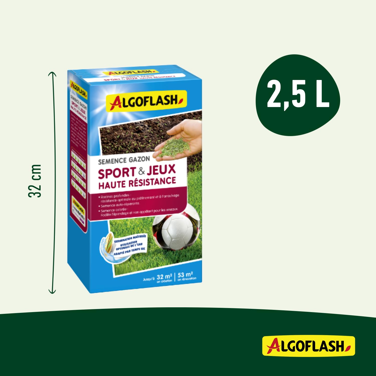 Algoflash Semence Gazon Sport & Jeux Haute Résistance 800 g