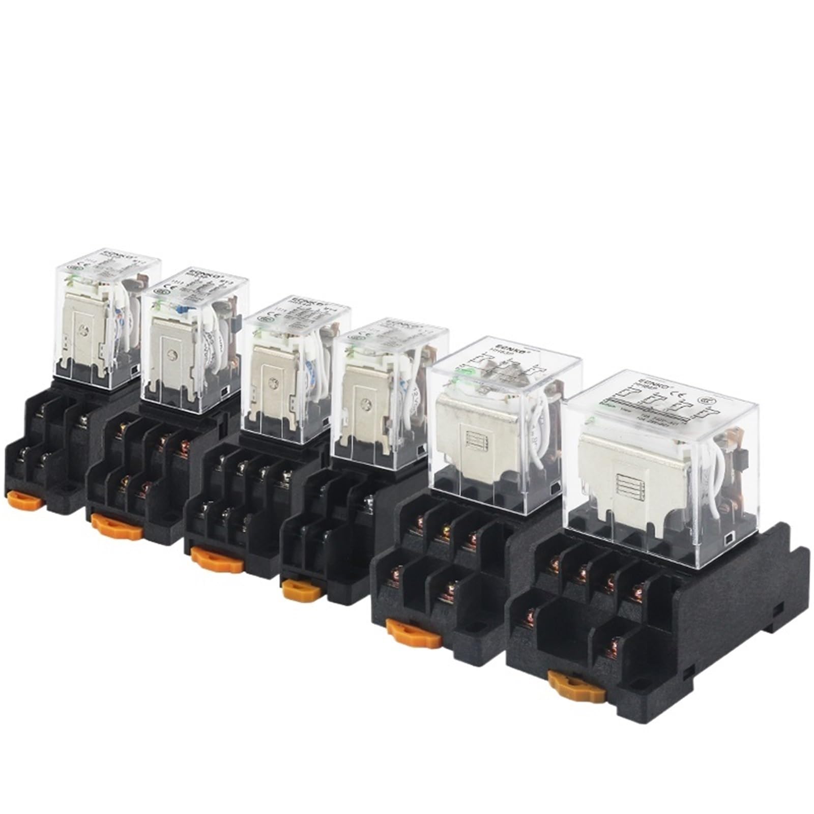 Relé MY4P HH54P MY4NJ Bobina General DPDT Micro Mini Interruptor de Relé Electromagnético con Base de Zócalo LED CA 110 V 220 V 12 V 24 V(AC,24V-with Base)