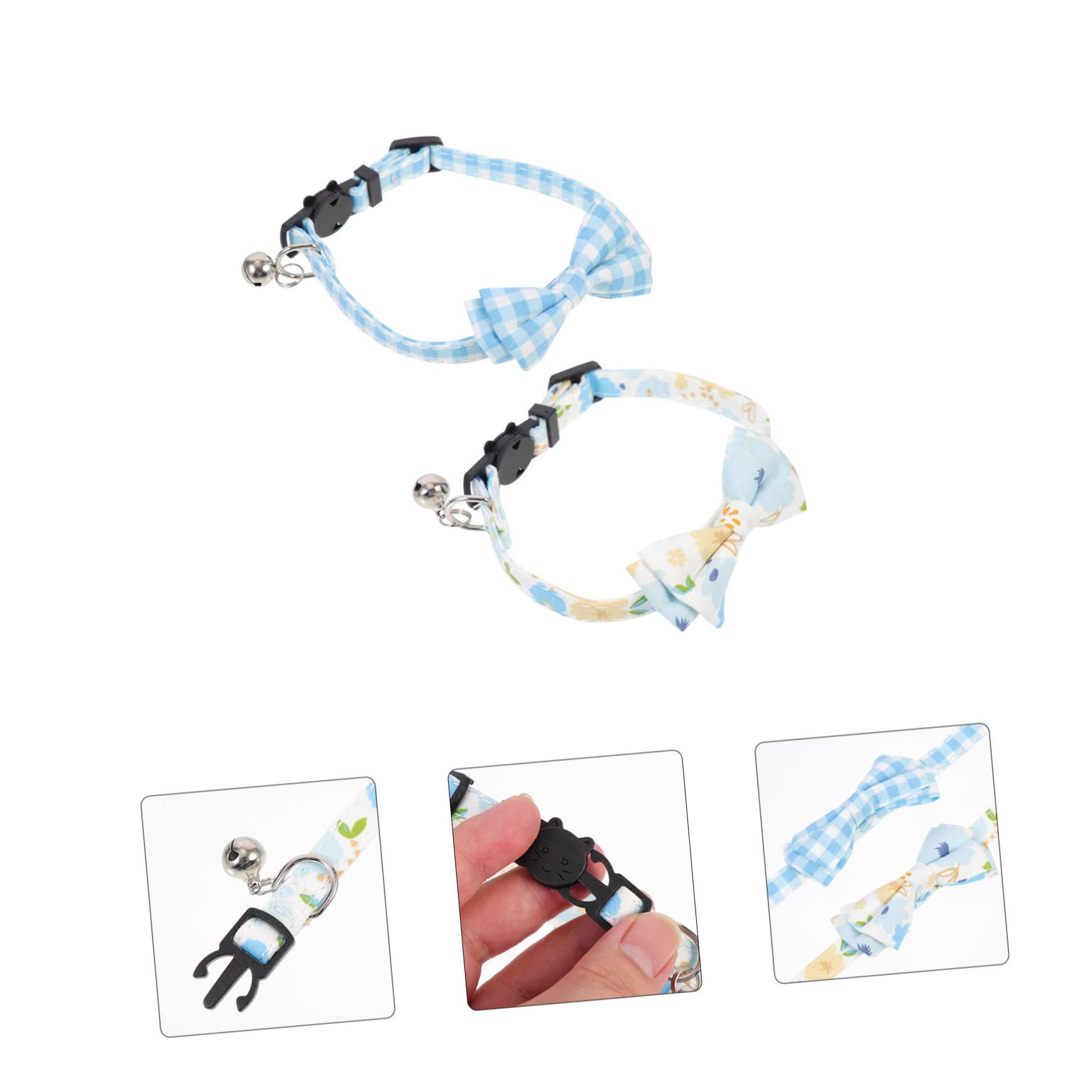 Toddmomy 8pièces Collier pour Chat Décoratif avec Clochettes pour Et Chiens Aux Éraflures pour Sorties Plein Air Motif Floral Carreaux