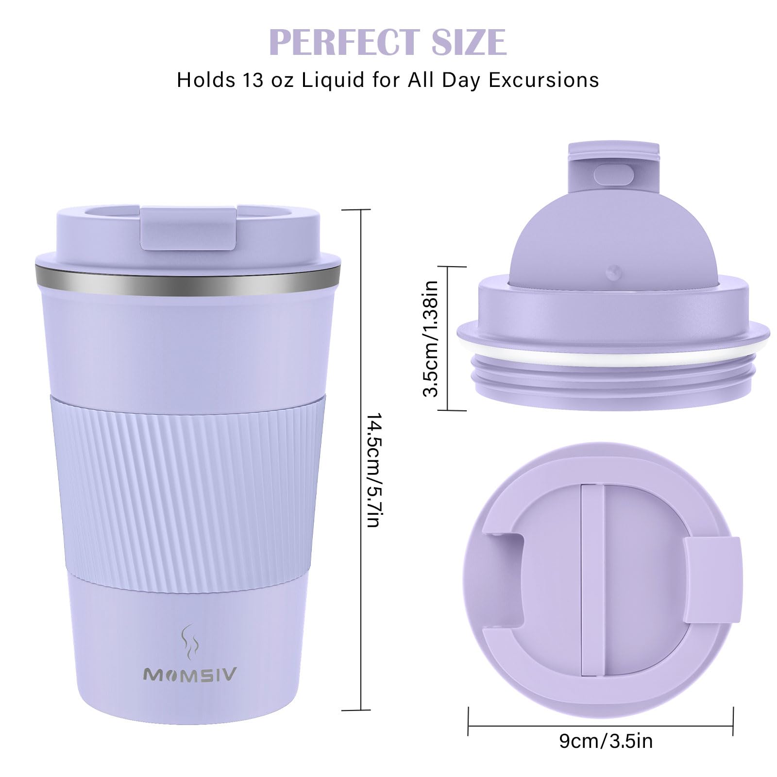 MOMSIV Coffee Cup, Insulated Coffee Cup with Leakproof Lid - Image 3