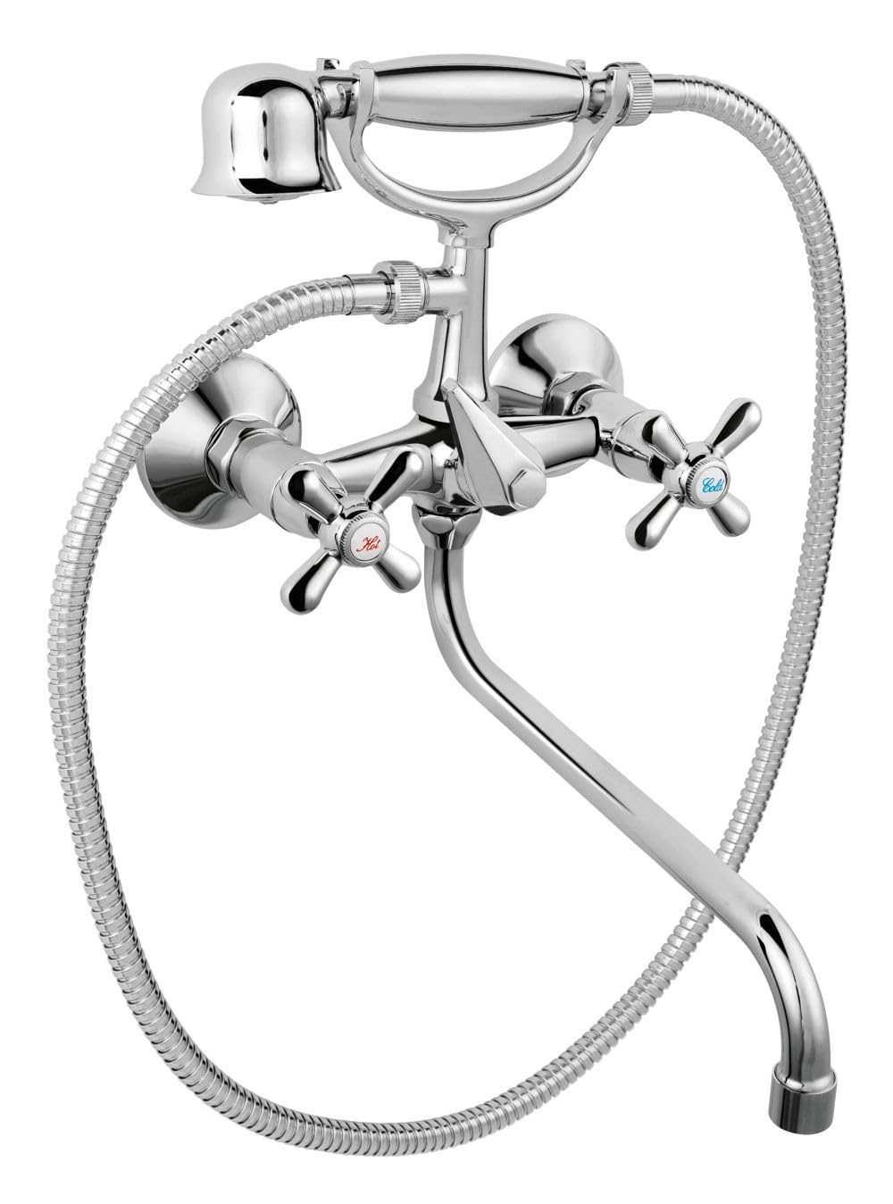 FERRO RETRO Badewannenarmatur mit schwenkbarem Auslauf, Zweigriffmischer, Chrom