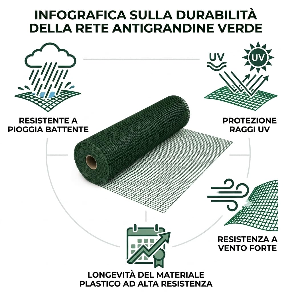 MAKA Rete Antigrandine Verde 2x100 m (200 m²), Protezione Colture per Orto, Frutteto, Vigneto, Serra e Giardino, Fa Passare Aria, Acqua e Luce, Resistente alle Intemperie