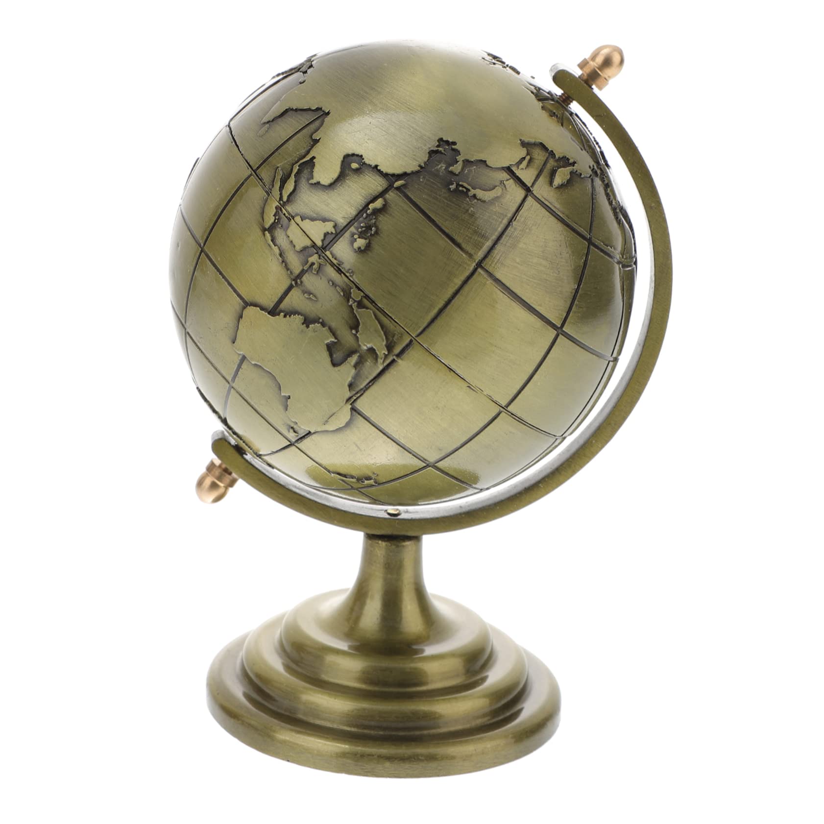 KONTONTY Retro Iron Rotation Globe Desktop Globe Decor Office Desk Gadgets Quality Rotating