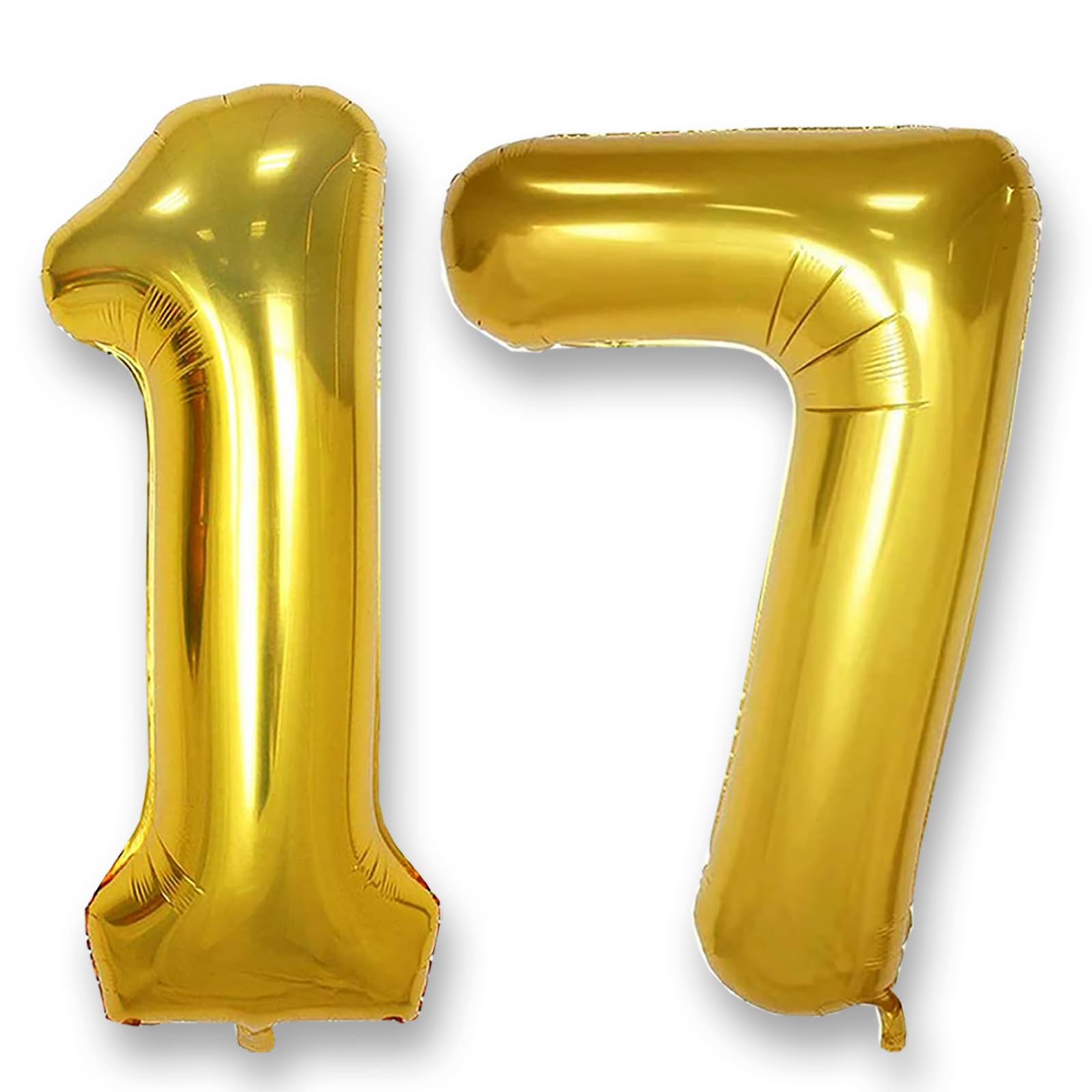 AULE Luftballon Zahl 17 Gold: XXL 101 cm Zahlen Folienballon Geburtstag Gold 71 Jahre 40 Zoll Helium Ballon Zahlenballon für Babyparty Jubiläum Deko