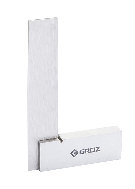 GROZ Engineers Precision Square| Ideal for setting up & checking jobs with extreme accuracy| Hardened spring steel blade| Blade Length: 150 mm| Stock Length: 100 mm| Squareness: 16 microns| SS/A/6