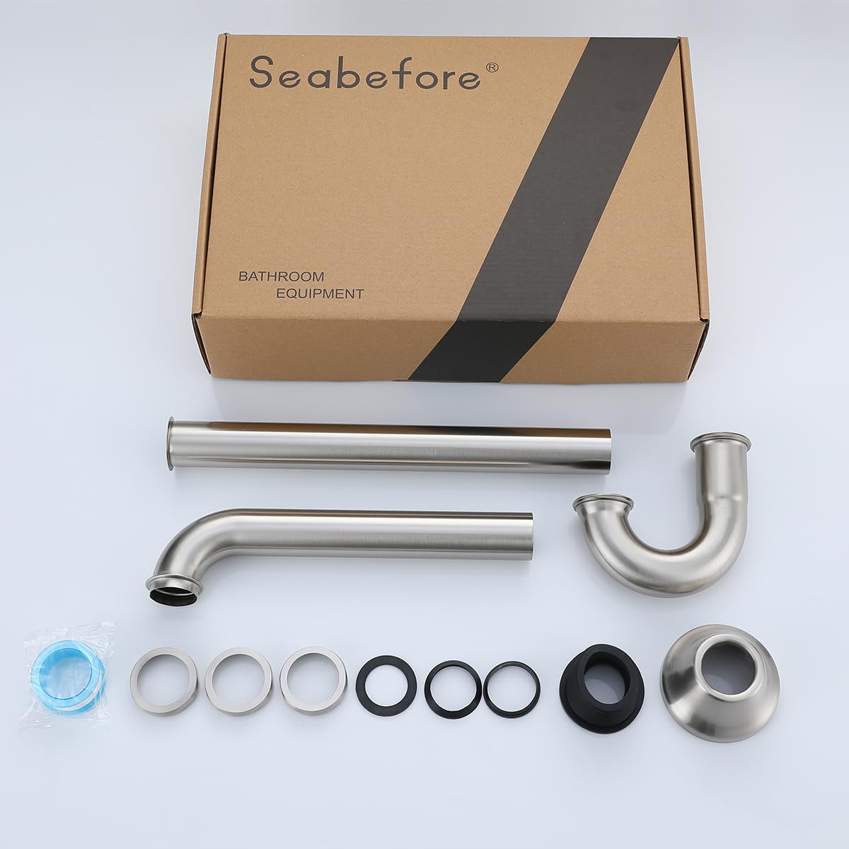 Tubo de drenaje de latón en forma de U de 1 1/4 pulgadas con tubo de extensión de junta deslizante, longitud de tubo vertical de 12 pulgadas, altura ajustable, kit de drenaje de trampa de residuos